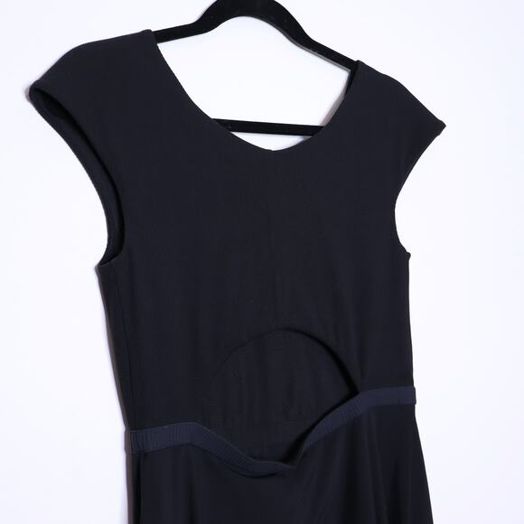 ATHLETA Ryder Dress Black Midi Length A-Line Cut Out Back Casual Women's S Tall - Picture 8 of 15